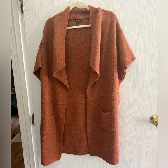 Anthropologie Maison Pholya Italian Alpaca Wool Blend Cardigan XS Luxury Orange - Picture 2 of 6